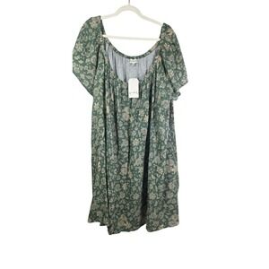 Wonderland womens plus size boho dress NWT green peasant midi dress 4W